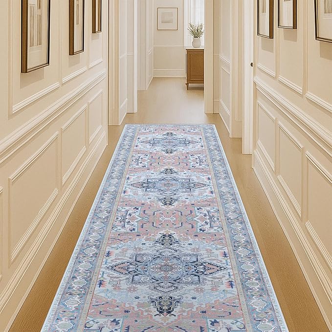 Washable Area Rug. Modern Farmhouse. Vintage. Turkish. Bohemian. Distressed. Oriental. Traditional. Rugs for Living Room. Dining. Bedroom. Office. Entryway. Foyer. (861NT, 2'5 x 9'8)