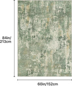 GENIMO 5x7 Area Rugs for Living Room, Machine Washable Rug Non Slip, Low Pile Ultra-Thin Lightweight Large Carpet, Abstract Modern Rugs for Bedroom, Dining Room, Office, Nursery, Olive Green