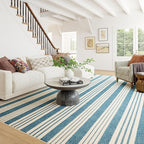 Dash & Albert Talos Blue Machine Washable Rug, 5 X 8 Feet, Blue/Ivory Stripe Pattern