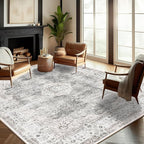 Washable Area Rug 10'x14' Boho Design Non-Shedding Easy Care Ideal for High Traffic Areas in Living Room Bedroom Office Coffee Table Kitchen Large Carpet