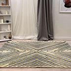 Alfa Rich 4x6 Geometric Beige Black Washable Area Rugs for Living Room Bedroom Kitchen Cotton Rug