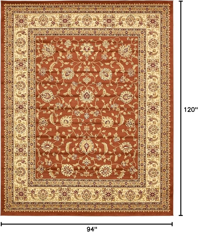 Unique Loom Voyage Collection Traditional Oriental Classic Intricate Design Area Rug (8' 0 x 10' 0 Rectangular, Terracotta/Ivory)