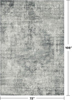 Vintage Dark Blue Rugs for Bedroom - 6x9 Distressed Print Pattern Large Area Rug for Living Room, Dining Room Under Table, Thin & Soft Washable Slate and Gray Décor