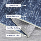 RUGSREAL Washable Area Rug for Bedroom 5x7 Contemporary Dining Room Throw Rug Low-Pile Solid Modern Rug Non-Slip Stain Resistant Home Office Solid Rug for Living Room Bedroom Kids Room, 5' x 7' Blue
