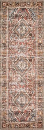 Loloi II Loren Collection LQ-13 Brick/Midnight 18" x 18", Sample Rug, Soft, Durable, Vintage, Distressed, Low Profile, Non-Shedding, Easy Clean, Living Room Rug