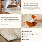 HUGEAR Machine Washable Area Rugs 6x9 Vintage Beige Brown Living Room Bedroom Rug Neutral Style Non Slip Stain Resistant Low Pile Throw Carpet for Home Retro Aesthetic Modern Decor
