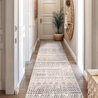 Rugshop Geometric Boho Runner Rug – Gray Tribal Pattern, Perfect for Hallway, Entryway, Kitchen, 2' x 7'