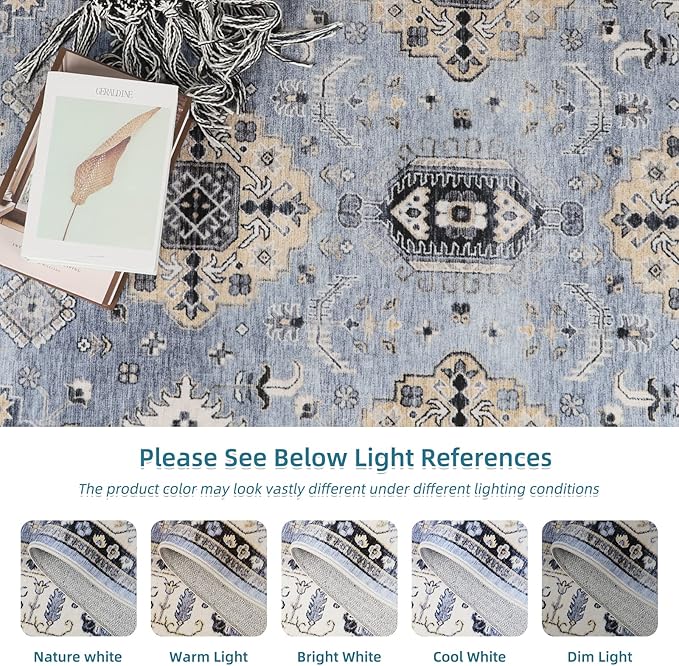 Dripex Vintage Washable Area Rug - 3x5 Entryway Rug for Indoor Door Mat Low-Pile Non-Slip Bedside Rug Bedroom Oriental Medallion Floral Print Carpet Soft Accent Rug Farmhouse Office Home Decor