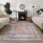 Bloom Rugs Washable Non-Slip 8' x 10' Rug - Multicolor Traditional Medallion Area Rug for Living Room, Bedroom, Dining Room, and Kitchen - Exact Size: 8' x 10'