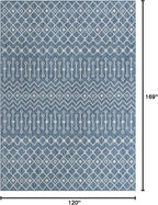 Unique Loom Outdoor Trellis Collection Area Rug - Tribal Trellis (10' x 14' 1" Rectangle, Blue/ Ivory)