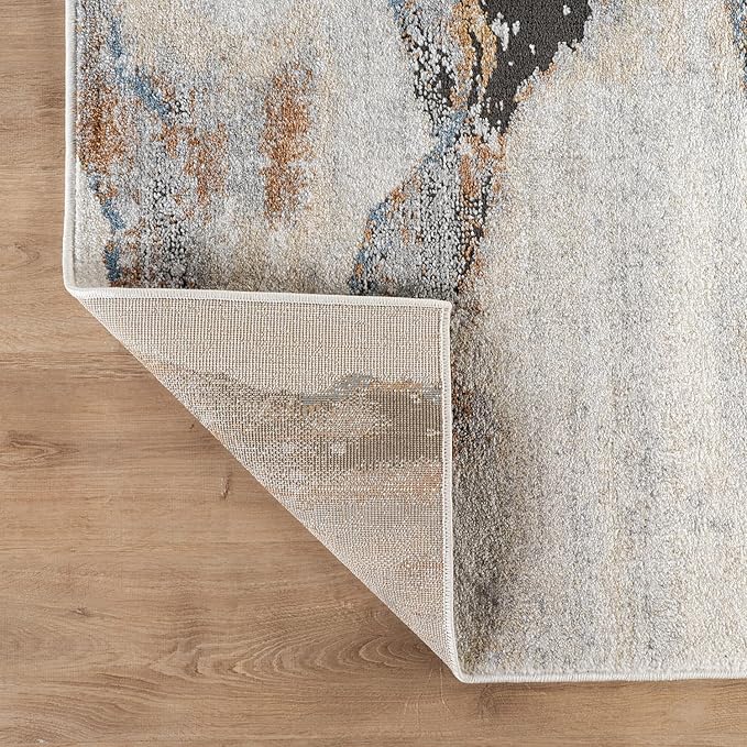 Rugshop Contemporary Gray Striated Area Rug Durable, Kid & Pet Friendly 5' x 7' Ideal for Under Coffee Tables, Dining Sets, or Home Offices