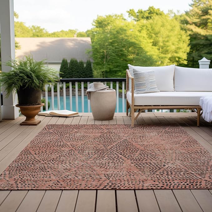 Addison Rugs Chantille ACN591 Salmon 10' x 14' Indoor Outdoor Area Rug, Easy Clean, Machine Washable, Non Shedding, Bedroom, Living Room, Dining Room, Kitchen, Patio Rug