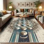 Ambesonne Lunar Art Decorative Rug, Oriental Bohemian Mandala with Moon Phase and Abstract Lines Modern, Quality Carpet for Bedroom Dorm and Living Room, 2' 2" x 3' 7", Cadet Blue and Eggshell