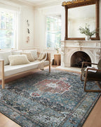 Loloi Margot Collection MAT-05 Ocean/Brick 2'-6" x 7'-6" Runner Rug feat. CloudPile, No-Shed Easy Clean Large Patterned Area Rug for Living Room, Bedroom, Dining Area