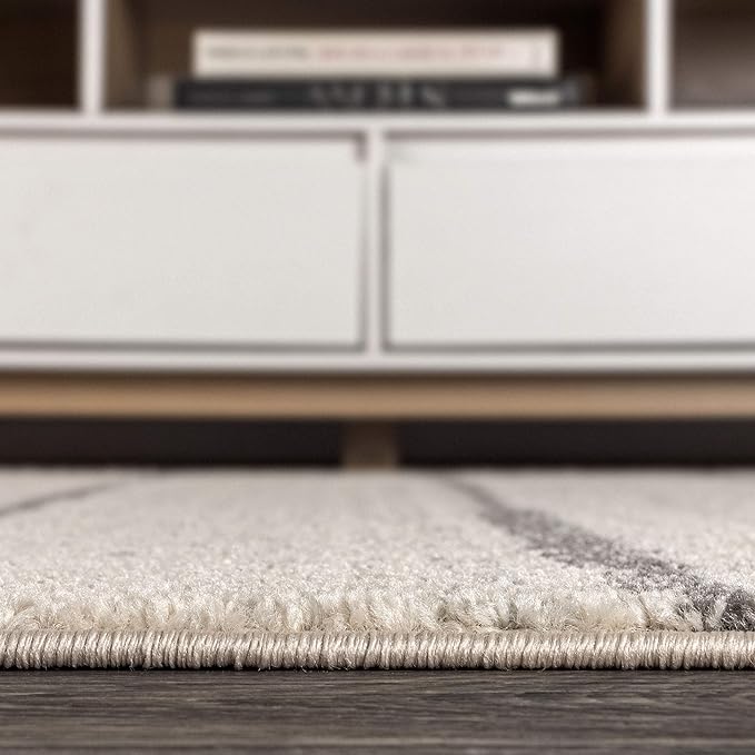 JONATHAN Y Williamsburg Minimalist Stripe Cream/Gray Indoor Area Rug, 4x6, Contemporary, Modern, Easy-Cleaning for Living Room, Bedroom, Kitchen, Pet Friendly, Non-Shedding (MOH201A-4)