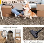 HUGEAR 4x6 Machine Washable Rugs Brown Hallway Area Rug Indoor Accent Rug Floral Low Pile Carpet Soft Throw Rug Bedroom Living Room Office Dining Room Kitchen Laundry Room Non Slip