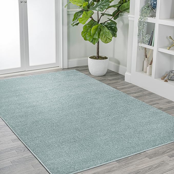 Eyely UES100S-3 Supersoft Haze Solid Low-Pile Indoor Area Rug Casual;Contemporary;Solid;Traditional, Bedroom, Kitchen, Living Room, Easy-Cleaning, Non-Shedding, 3 X 5, Light Blue