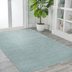 Eyely UES100S-15 Supersoft Haze Solid Low-Pile Indoor Area Rug, Coastal, Bohemian, Minimalist, Classic, Casual for Bedroom,Kitchen,Living Room,Non Shedding,Easy-Washing, Blue, 12 X 15