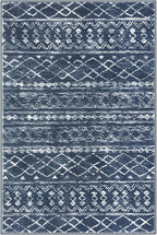 KUTA Moroccan Rugs for Entryway, 2x3 Navy Blue Entrance Small Area Rug, Non-Slip Washable Ultra Soft Vintage Geometric Low-Pile Indoor Door Mat Floor Carpet for Kitchen
