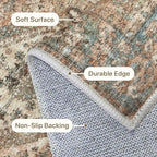 Bavni 2x7 Runner Rug Non Slip, Machine Washable Rug Runners for Hallways, Vintage Distressed Print Kitchen Runner, Low Pile Lightweight Carpet Runner for Entryway Laundry Bedroom Bathroom Wood Brown