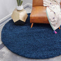 Unique Loom Solid Shag Collection Area Rug (6' 1" Round, Sapphire Blue/ Navy Blue)
