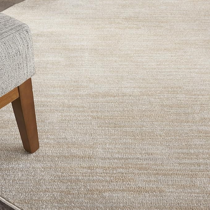 Nourison Home Nourison Essentials Ivory Beige 6' x Round Area Rug - Easy Clean, Non Shedding, Bed Room, Living Room, Dining Room, Kitchen (6' x Round)
