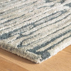 Dash and Albert Malone Everglade Hand Tufted Wool Rug, 3 X 5 Feet, Blue Graphic Pattern - Premium Luxury Hotel Quality Soft Breathable Hypoallergenic Machine Washable Easy Care All Season