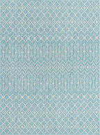 Unique Loom Outdoor Trellis Collection Area Rug - Tribal Trellis (10' x 13' 1" Rectangle, Aqua/ Ivory)