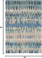 Dash and Albert Paint Chip Wool Area Rug - 3' x 5' Blue Graphic Hand Micro Hooked Accent Rug - Durable, High Traffic Areas Hallway, Living Room, Stairs