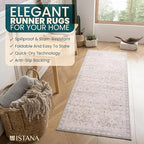 Istana Hallway Runner Rug 2x8 – Beige Grey/Light Cream Entryway Rug -Silk's Soft Touch Runners for Hallways - Stylish Kitchen Runner Rug Non Slip