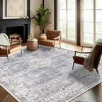 Washable Area Rug 10'x14' Boho Design Non-Shedding Easy Care Ideal for High Traffic Areas in Living Room Bedroom Office Coffee Table Kitchen Large Carpet