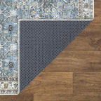 Bloom Rugs Washable Non-Slip 6' x 9' Rug - Blue/Beige Traditional Area Rug for Living Room, Bedroom, Dining Room, and Kitchen - Exact Size: 6' x 9'