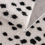 Hauteloom Tilos Dalmatian Small Shag Area Rug Door Mat - Shaggy Carpet - Dot Pattern - High Plush Pile - Black, White - 2' x 3'
