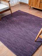Rugsotic Carpets Hand Knotted Loom Wool ECO-Friendly Area Rugs - 8'x8', Square, Purple Color, Solid Plain Design, High Pile Thick Handmade Anti Skid Area Rugs for Living Room, Bed Room (L00111)