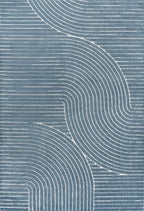 JONATHAN Y Hallie High-Low Curve Dark Blue/Cream 8x10 Indoor/Outdoor Area Rug, Minimalist Geometric, Pet Friendly, for Patio, Backyard, Living Room, Bedroom, Office, Hose-Washable (SCN100C-8)