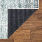 Bloom Rugs Caria Washable Non-Slip 4x6 Rug - Teal/Ivory Geometric Area Rug for Living Room, Bedroom, Dining Room, and Kitchen - Exact Size: 4' x 6'