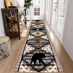 Wild Animal Runner - 2.6x10ft Bohemian Southwestern Country Hallway Rug, Bear Pine Cone Design, Comfortable Breathable Vintage Rug for Kitchen Dining Room Office