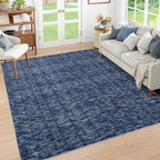 RUGSREAL Living Room Area Rug 10x13 Modern Solid Color Large Bedroom Rug with Rubber Backing Stain Resistant Low Pile Dining Room Throw Carpet Contemporary Washable Rug for Home Decor Office, Blue