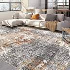 Area Rug Living Room Rugs - 6x9 Washable Large Soft Indoor Neutral Modern Abstract Low Pile Rug Carpet for Bedroom Dining Room Farmhouse Home Office - Grey Brown