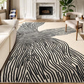 YIHOUSE 10×14 Ft Area Rugs Non-Shedding Washable Rug, Bedroom Living Room Dining Room Office Nursery Playroom Soft Nonslip Modern Rugs Faux Wool Carpet Indoor/Outdoor Rugs-Black and White Rug