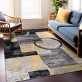 Rugshop Contemporary Circle Design Area Rug, Carpet with Jute Backing for Living Room, Bedroom, or Dining Room, Yellow, 5'3" x 7'3"