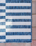 Unique Loom Outdoor Collection Classic Stripes, Transitional Indoor & Outdoor Area Rug, 9' 0 x 12' 0, Navy Blue/Ivory