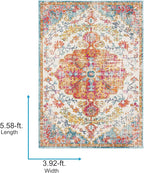 Livabliss Odelia Vintage Bohemian Area Rug,3'11" x 5'7",Orange/Aqua
