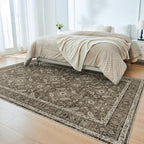 WITSHOCK Living Room Area Rugs 5x7: Soft Non-Slip Backing Washable Rugs Vintage Large Carpet for Bedroom Office Dining Room Kitchen Stain Resistant Home Decor Rug, Dark Brown