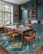 Area Rug 8x10 Rug Machine Washable Non-Slip Low Pile Print Pattern Western Rug for Living Room Bedroom Entryway Tribal Series -Teal/Green