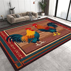 Rustic Rooster Area Rug，4x5ft,The Colorful Rooster Rug in A Farmhouse Style Adds Natural Vitality to Your Home，Soft and Comfortable Easy to Clean Carpet Suitable for Living Room Bedroom Kitchen