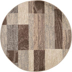 Superior Indoor Area Rug, Jute Backing, Plush Modern Rugs for Entryway, Kitchen Floors, Office Floor Cover, Color Block Rugs, Rockwood Collection, 8' Round, Slate