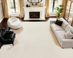 ANSSO Wool Rugs 8x10 for Living Room,80% Merino Wool and 20% Cotton Soft Tufted Area Rug with Cotton Non-Slip Backing,Large Area Rug for Bedroom Bedroom, Dining and Home Office (Cream White)