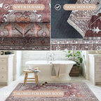 Washable Area Rug. Modern Farmhouse. Vintage. Turkish. Bohemian. Distressed. Oriental. Traditional. Rugs for Living Room. Dining. Bedroom. Office. Entryway. Foyer. (857RB, 2'5" x 6'5")