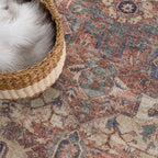 Bloom Rugs Washable Non-Slip 2' x 3' Rug - Beige/Terracotta Traditional Oriental Area Rug for Living Room, Bedroom, Dining Room, and Kitchen - Exact Size: 2' x 3'